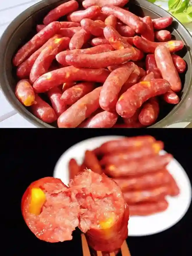 小食分享：咬一口满满肉粒，脆皮肠这么做，秒杀市售